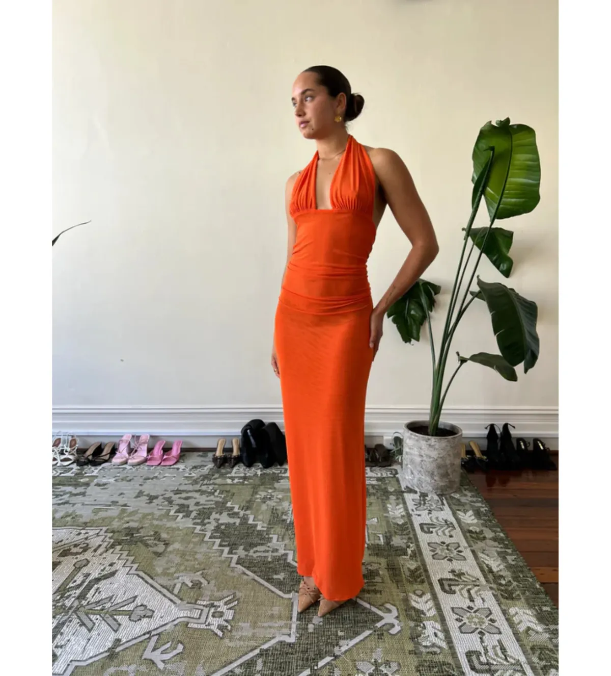 Deconduarte Astor Maxi Dress in Power Mesh/Tangerine Size AU 8 - Image 2