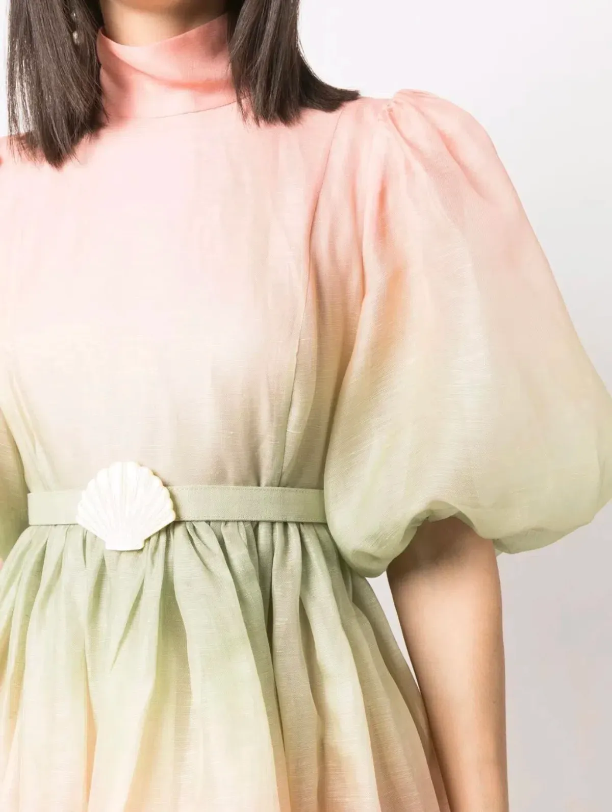 Zimmermann Postcard Puff Sleeve Midi Dress Ombre Watermelon Size 3 / AU 14 - Image 2