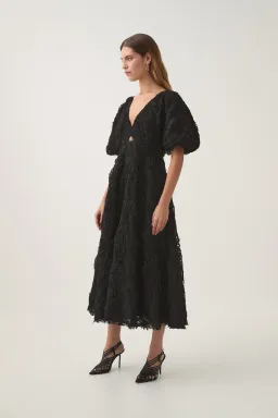 Aje Florential Textured Midi Dress Black Size 12 for rent on The Volte - image 2
