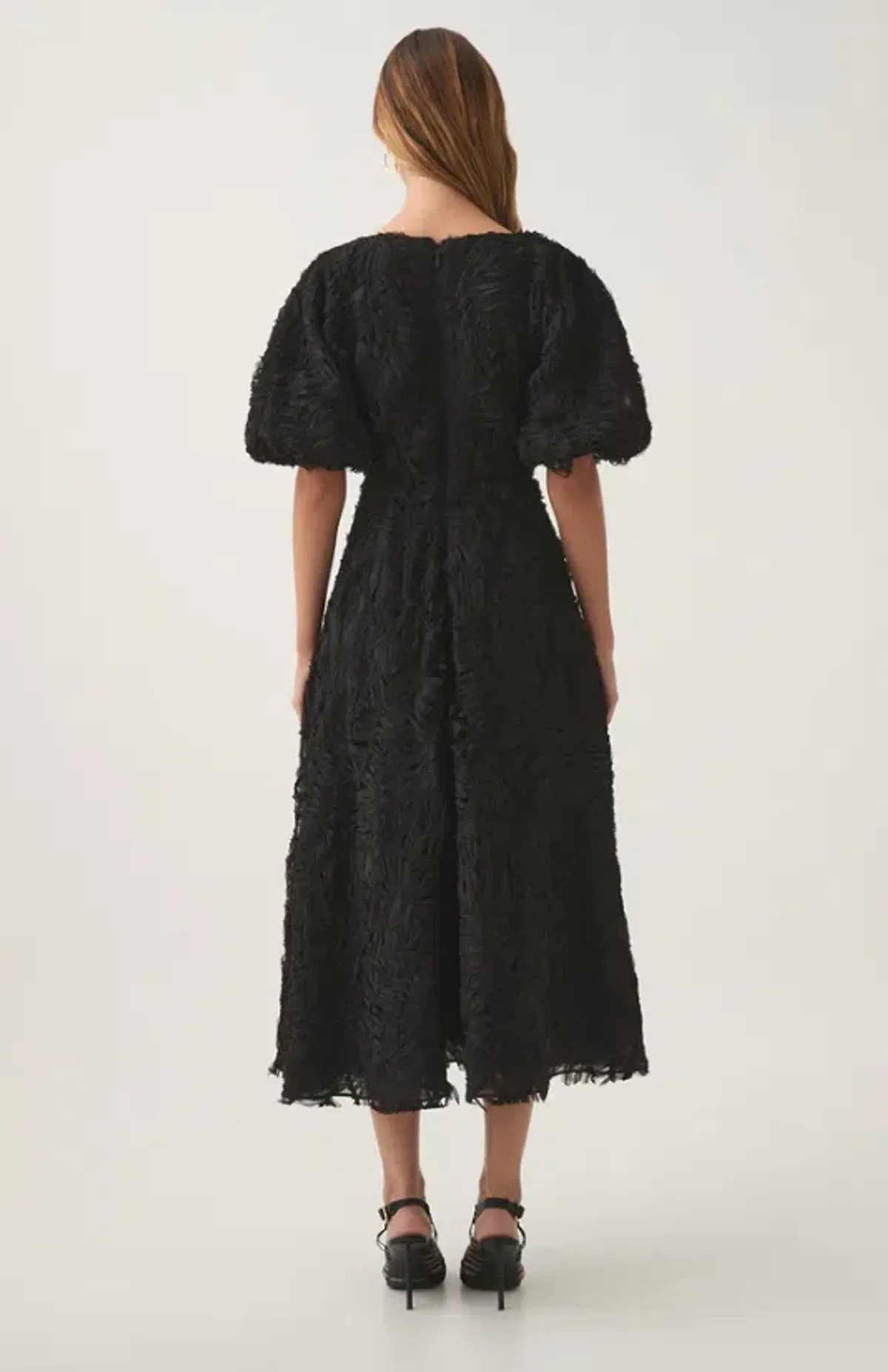 Aje Florential Textured Midi Dress Black Size 12 - Image 3