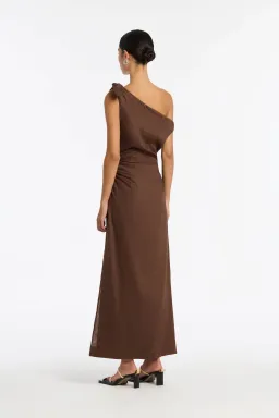 Sir The Label Bettina Off Shoulder Midi Dress Chocolate Brown Size 2 / AU 10 for rent on The Volte - image 1