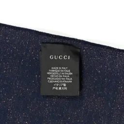 Gucci Metallic GG Wool Scarf Navy Bronze for rent on The Volte - image 5