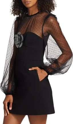 Rebecca Vallance Yvonne Flower Mini Dress Black Size 6 for rent on The Volte - image 5