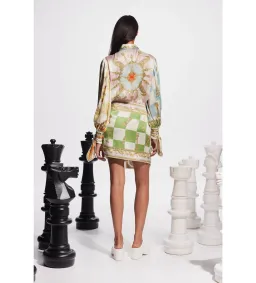 Alemais Checkmate Silk Mini Dress Multi Print Size AU 16 for rent on The Volte - image 6