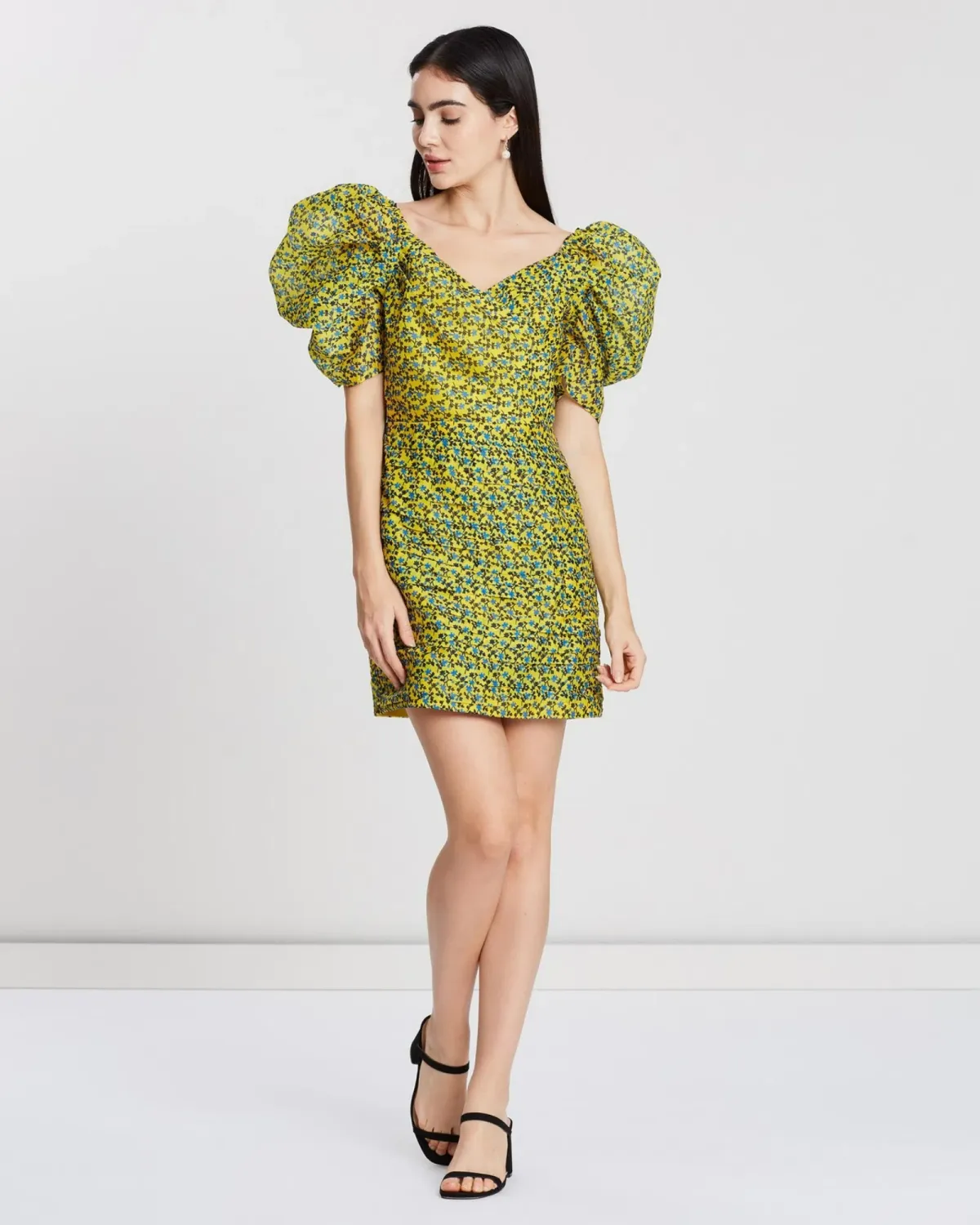 C/MEO Collective Come Along Mini Dress Yellow Print Size AU 10 - Image 1