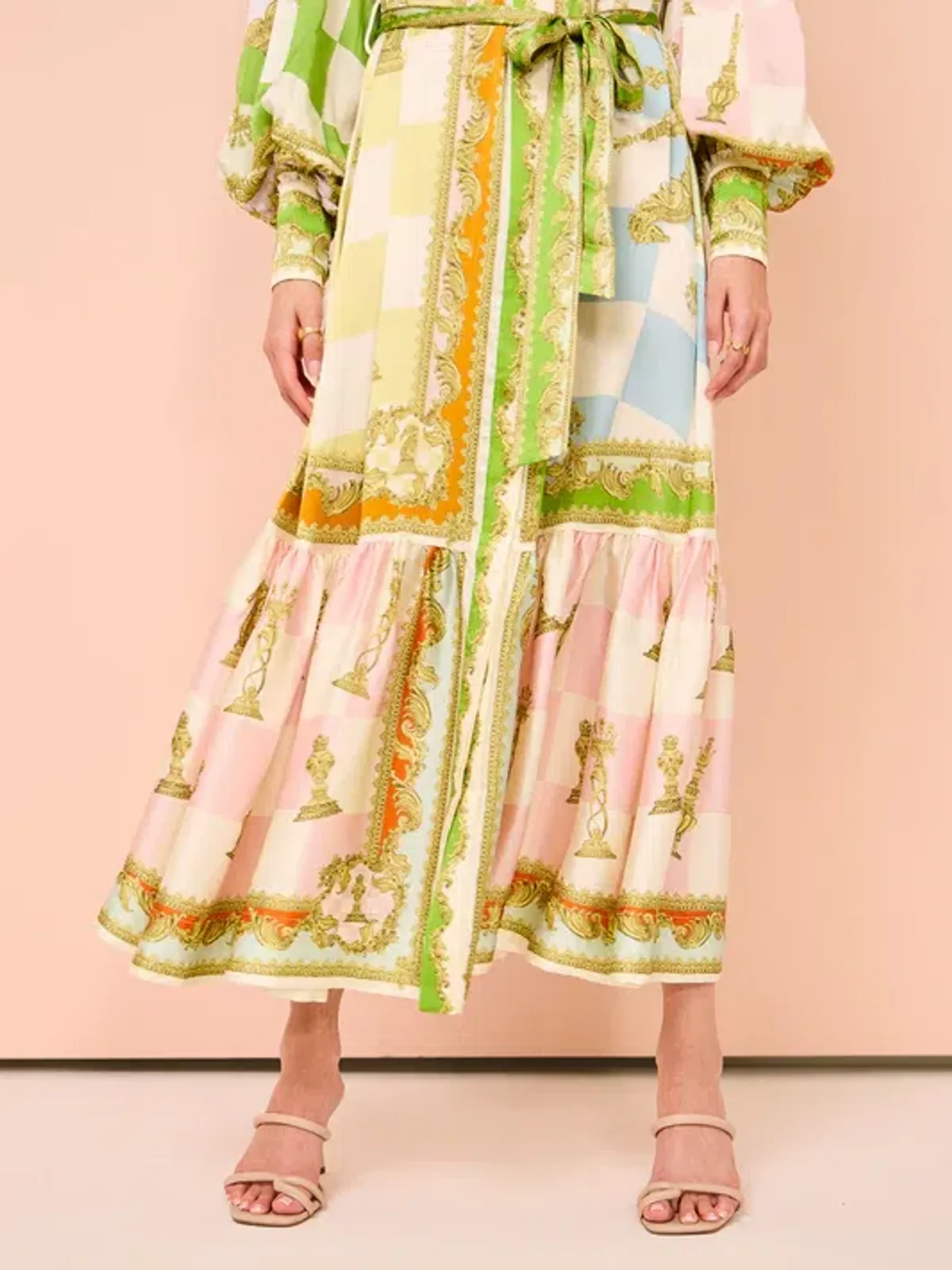 Alemais Checkmate Silk Midi Shirtdress Multi Size 12 - Image 2