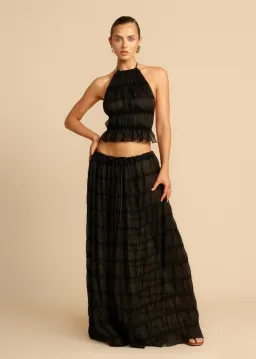 Arcina Ori Juliette Halter Top & Maxi Skirt Set in Black Size S (6-10 AU) for rent on The Volte - image 2