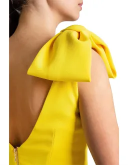 Rebecca Vallance Love Bow Midi Dress Yellow Size 8 for rent on The Volte - image 2