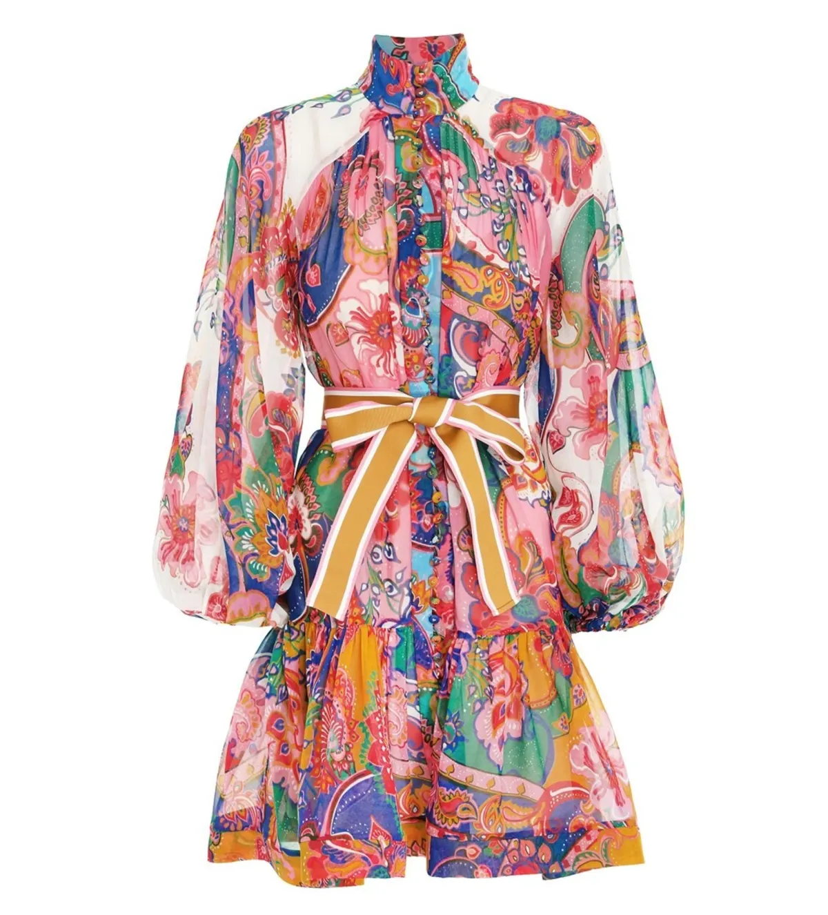 Zimmermann The Lovestruck Georgette Mini Dress in Mixed Paisley Size 1 / AU 10 - Image 5