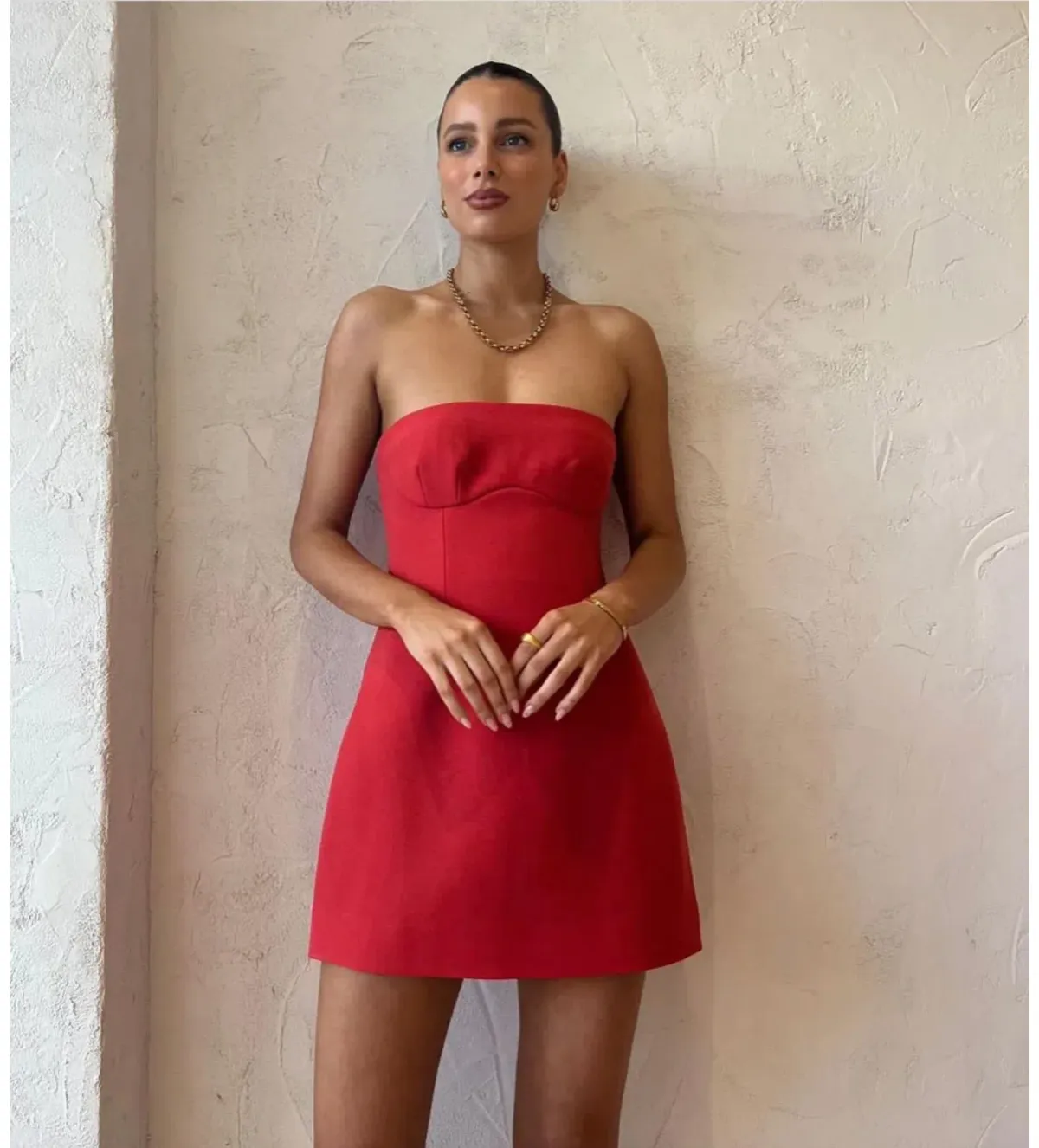 Sir The Label Spoerri Sculpted Mini Dress Red Size AU 6 - Image 2
