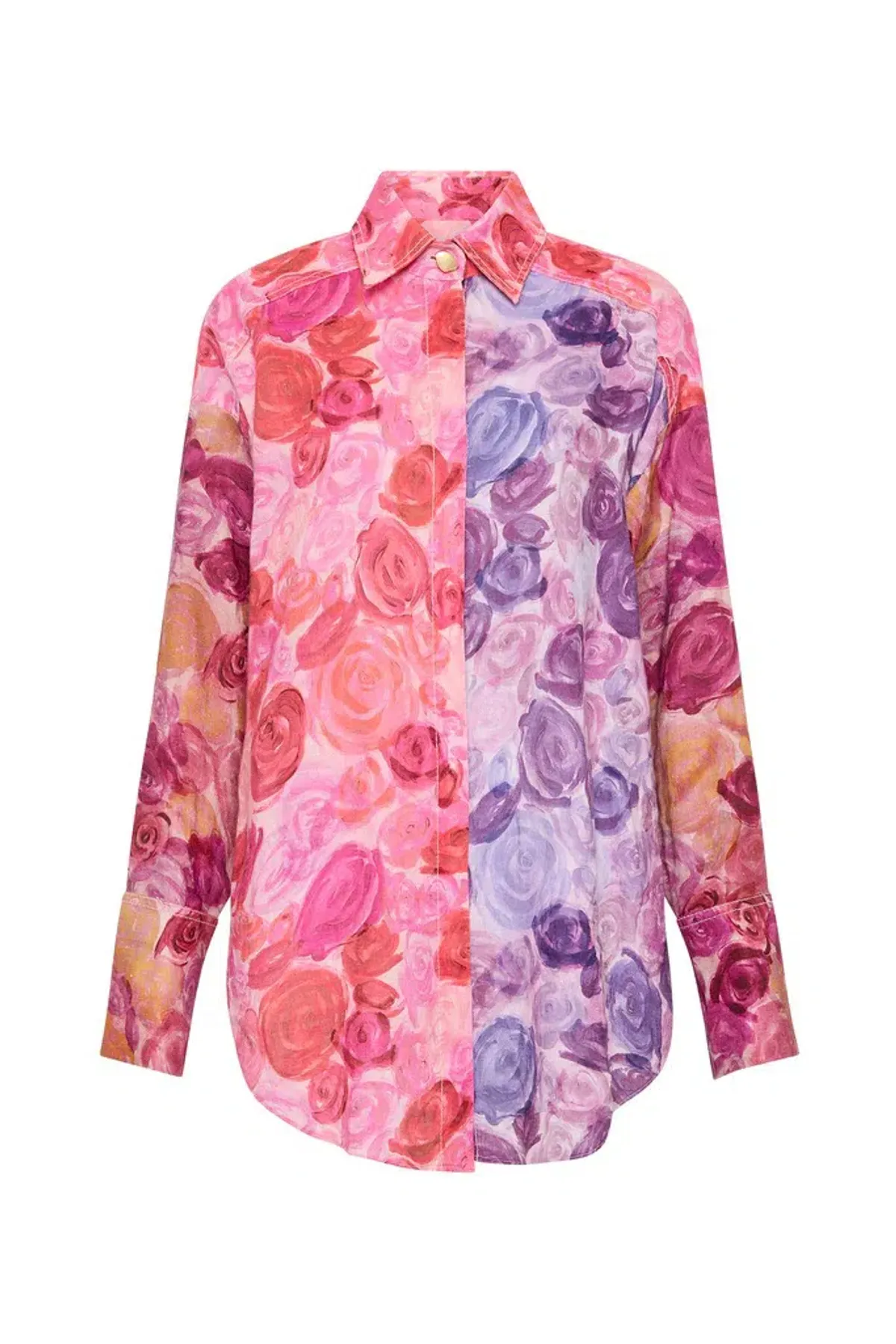 Aje Vision Oversized Linen Shirt Kaleidoscopic Rose Size 14 - Image 4