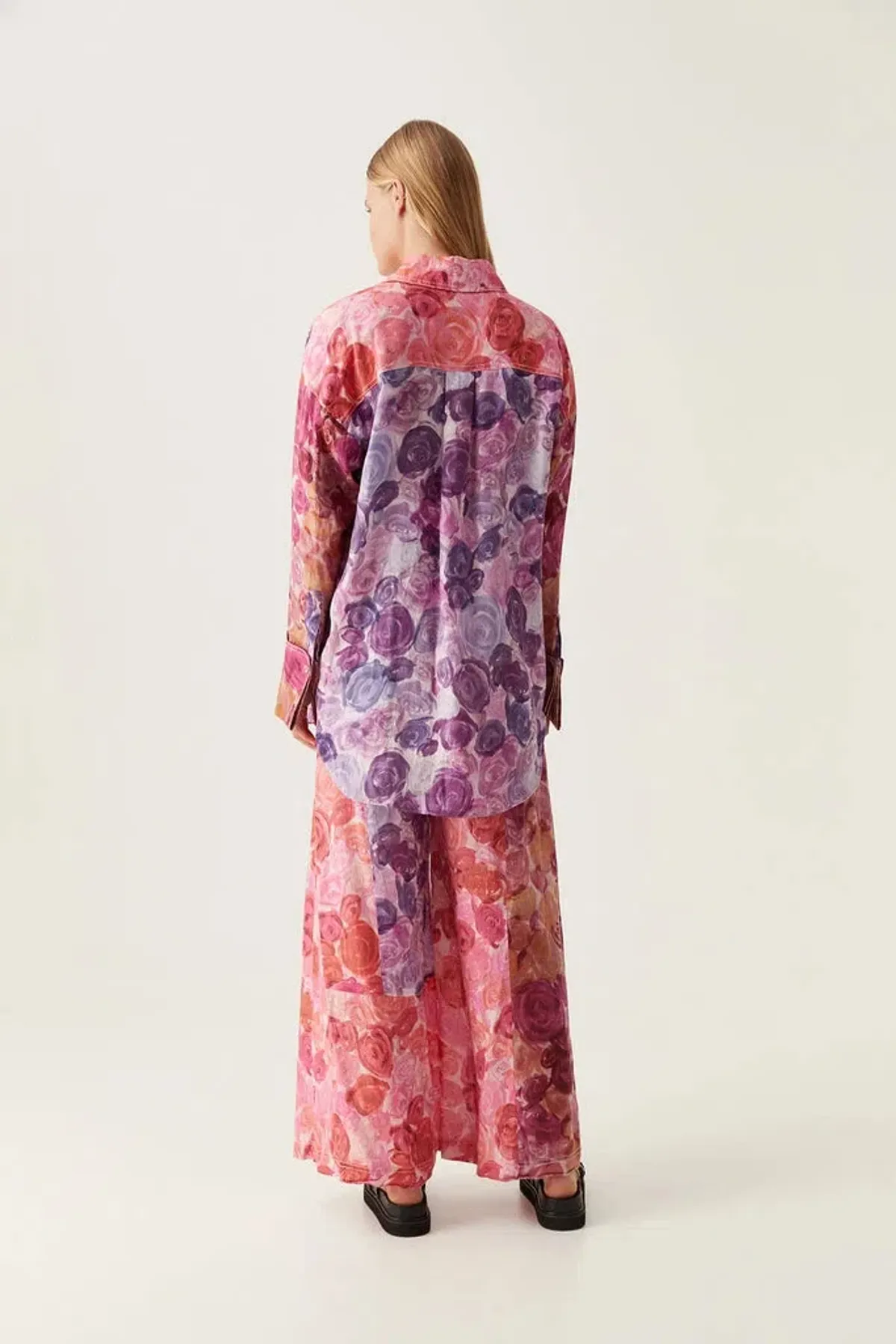 Aje Vision Oversized Linen Shirt Kaleidoscopic Rose Size 14 - Image 2