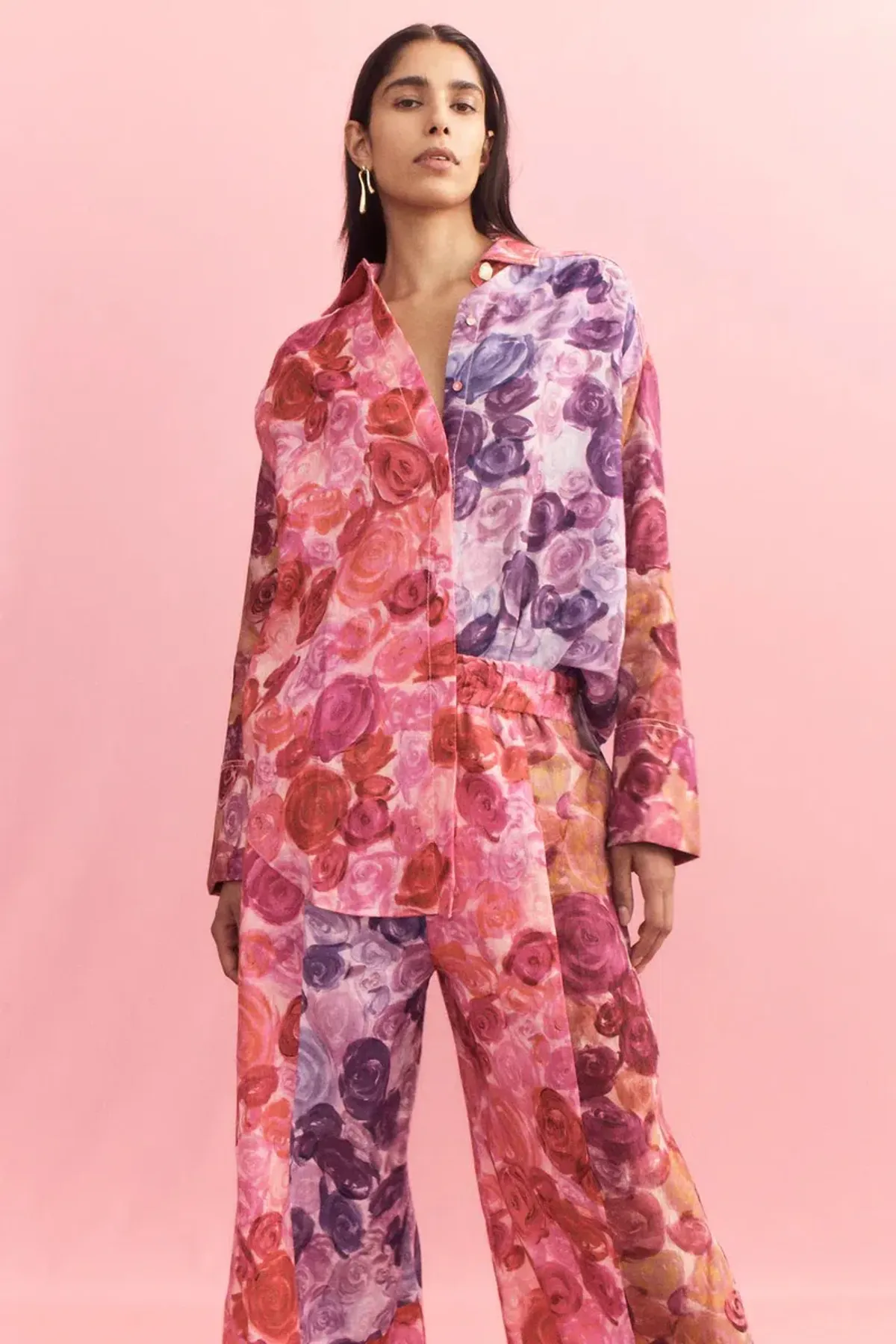 Aje Vision Oversized Linen Shirt Kaleidoscopic Rose Size 14 - Image 3