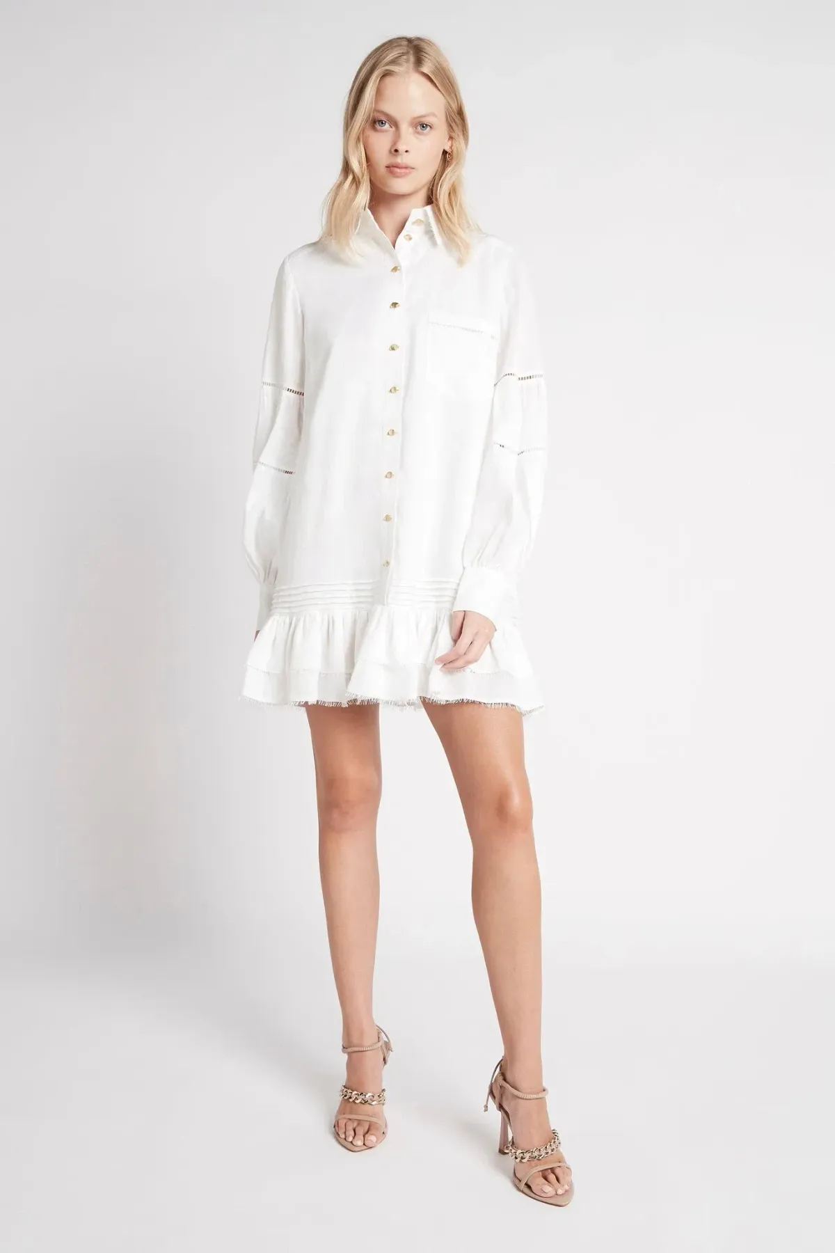 Aje Lotus Shirt Mini Dress Ivory Size 14 - Image 1