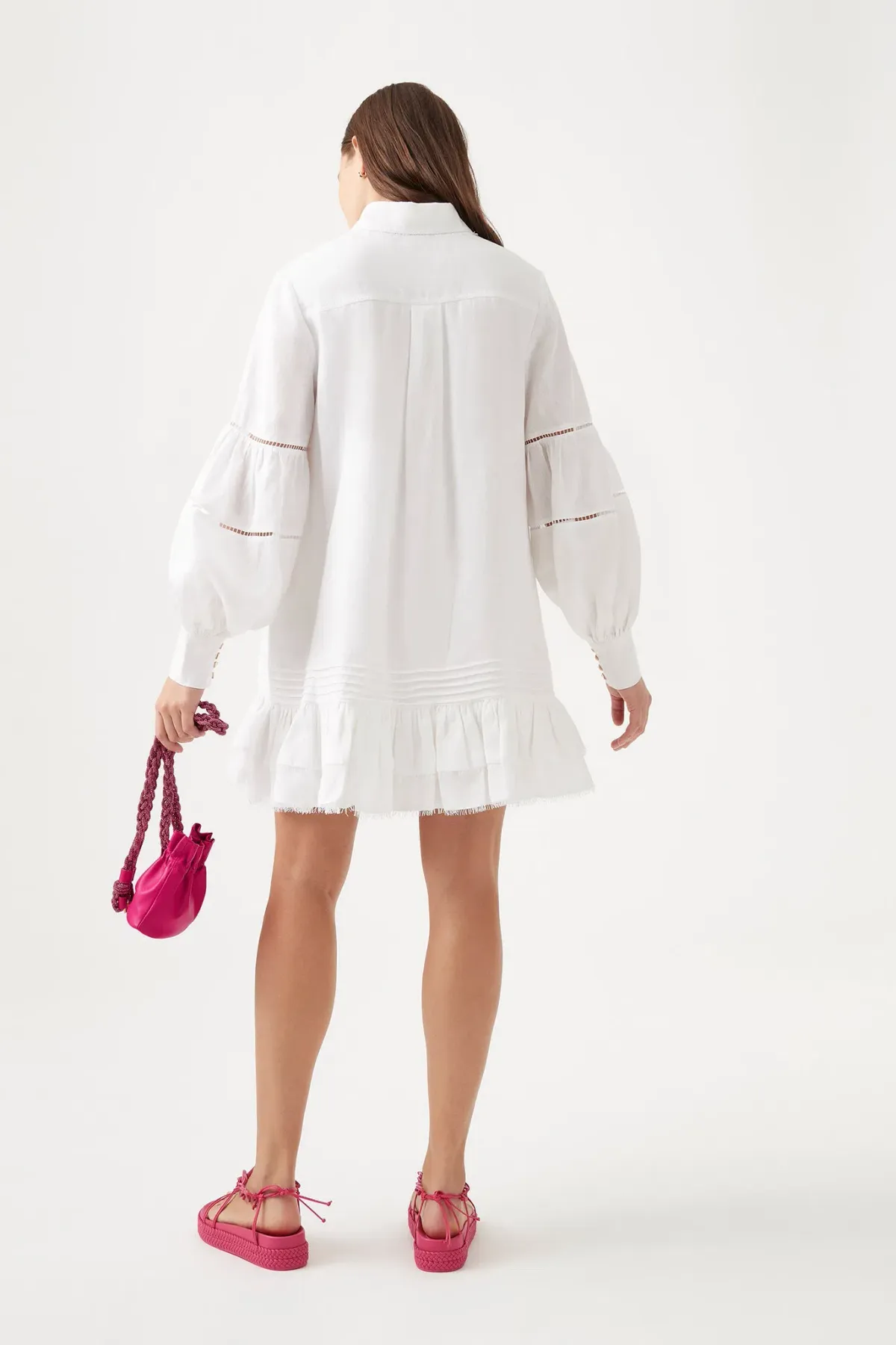 Aje Lotus Shirt Mini Dress Ivory Size 14 - Image 3