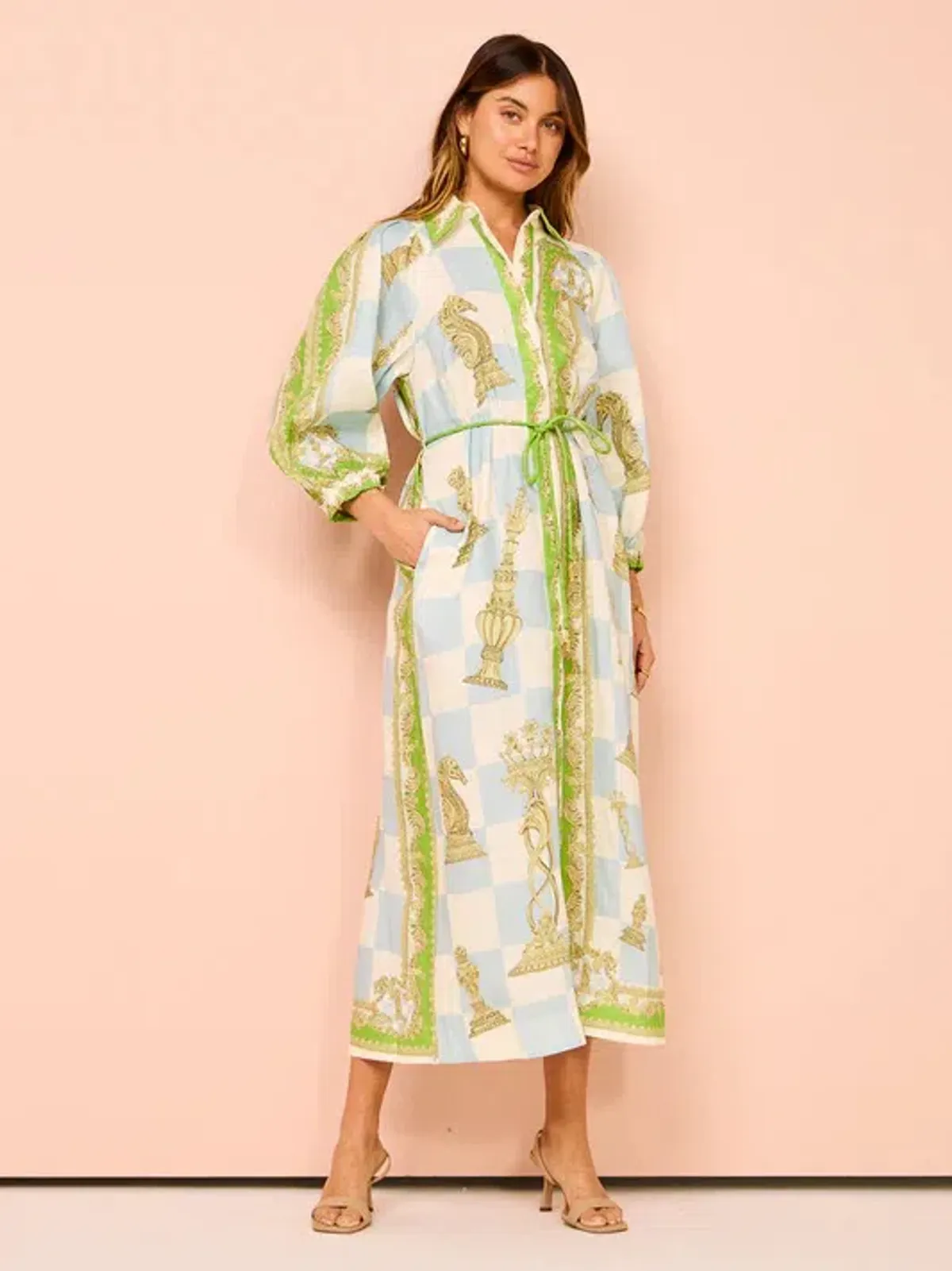 Alemais Checkmate Linen Shirtdress Multi Size 12 - Image 2