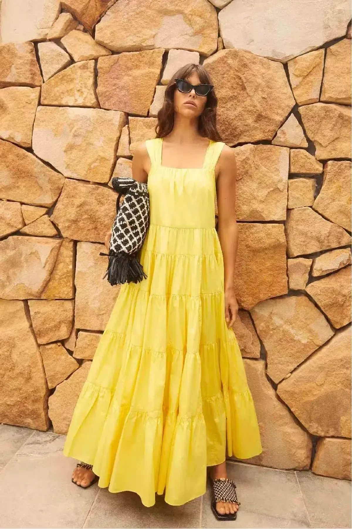 Aje Solstice Tiered Maxi Dress Daisy Yellow Size 16 - Image 3