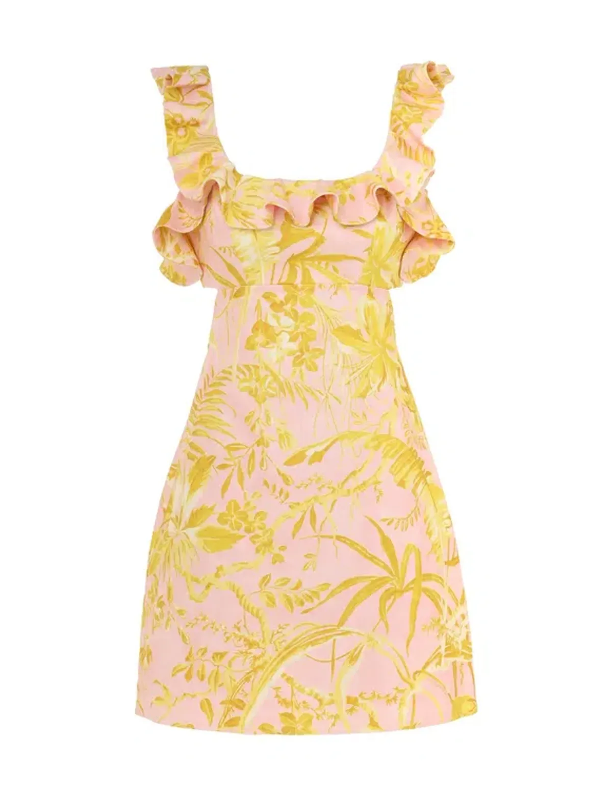 Zimmermann The Golden Ruffle Mini Dress in Pink/Gold Floral Size 0/Au 8 - Image 4