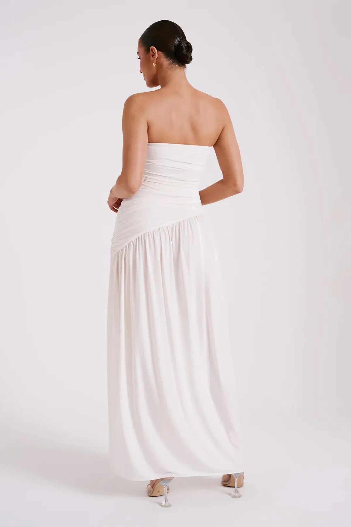 MESHKI Bex Strapless Slinky Maxi Dress With Split Ivory Size 8 - Image 3