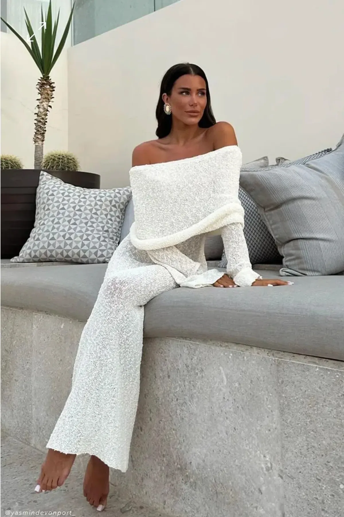 Meshki Marisol Off Shoulder Boucle Maxi Dress in Ivory Size M / AU 10 - Image 4