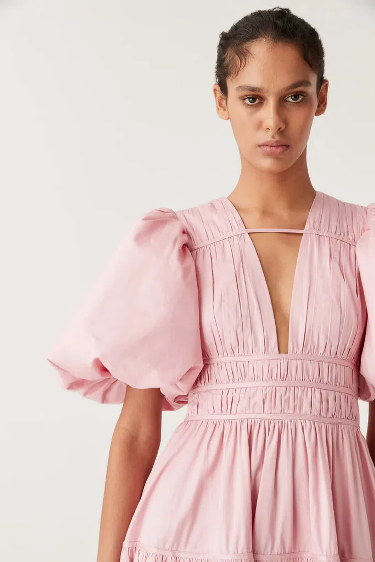 Aje Fallingwater Ruched Midi Dress Pink Size 12 - Image 3