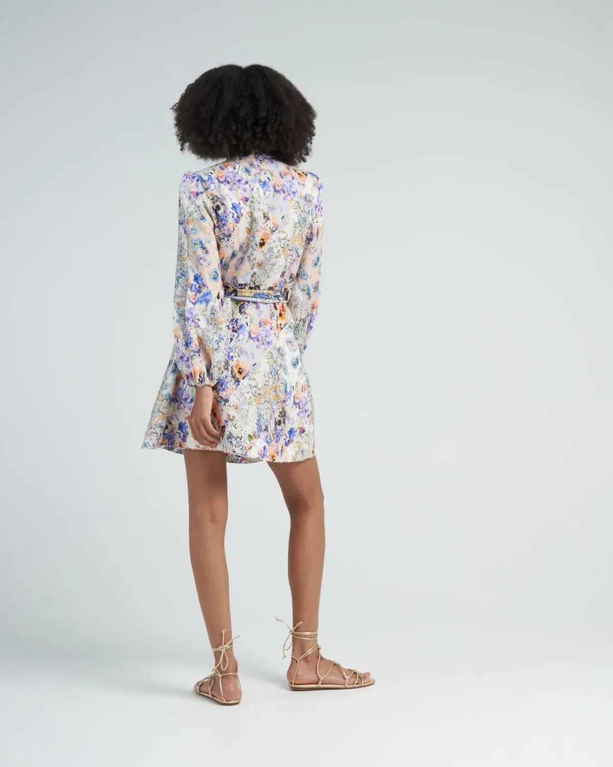 Zimmermann Tama Belted Mini Dress Diamond Splice Floral Size 0P/AU 6 - Image 3