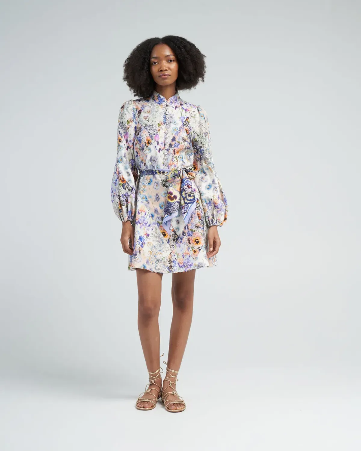 Zimmermann Tama Belted Mini Dress Diamond Splice Floral Size 0P/AU 6 - Image 1