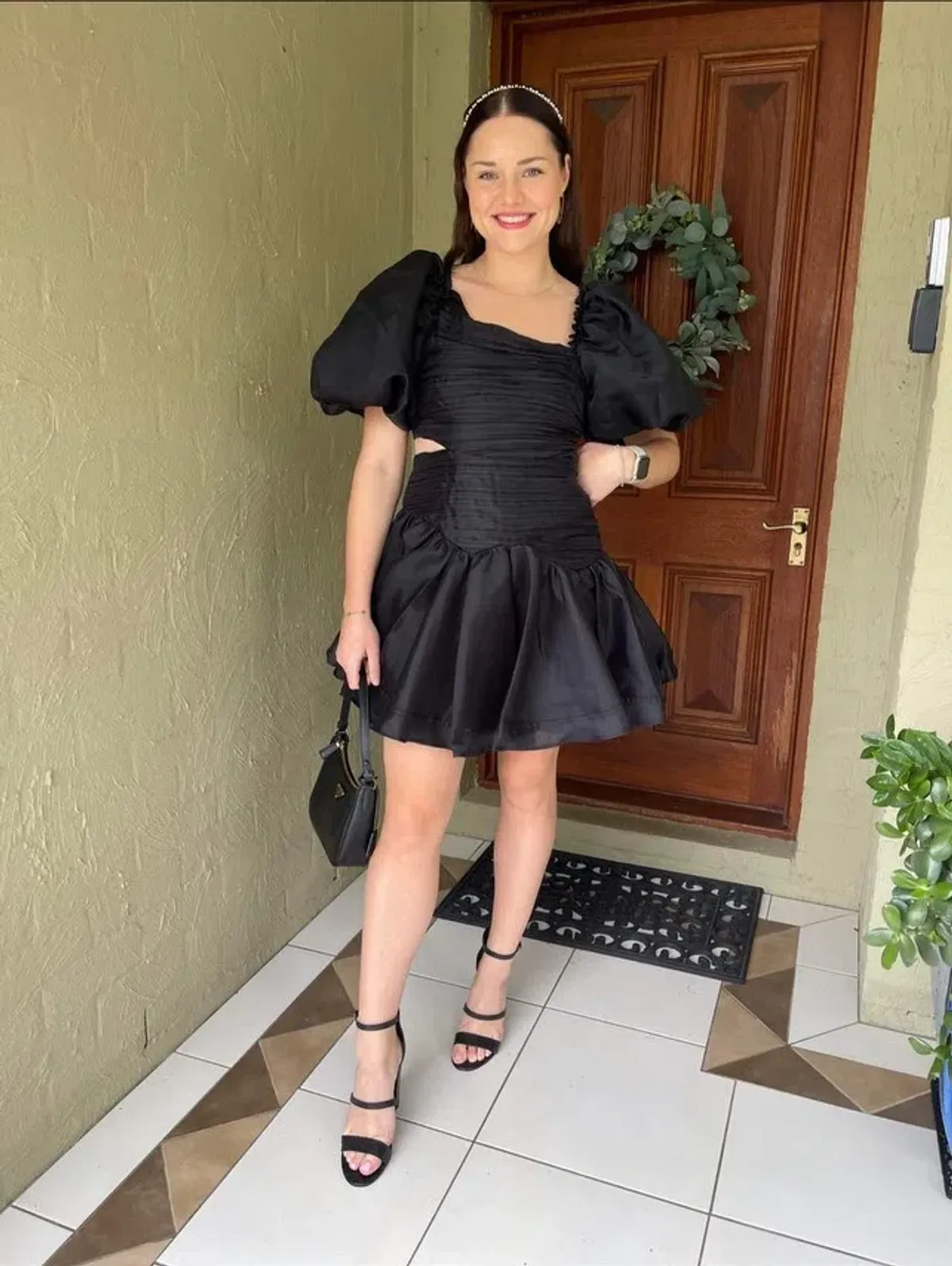 AJE Joan Puff Sleeve Mini Dress Black Size 10 - Image 1