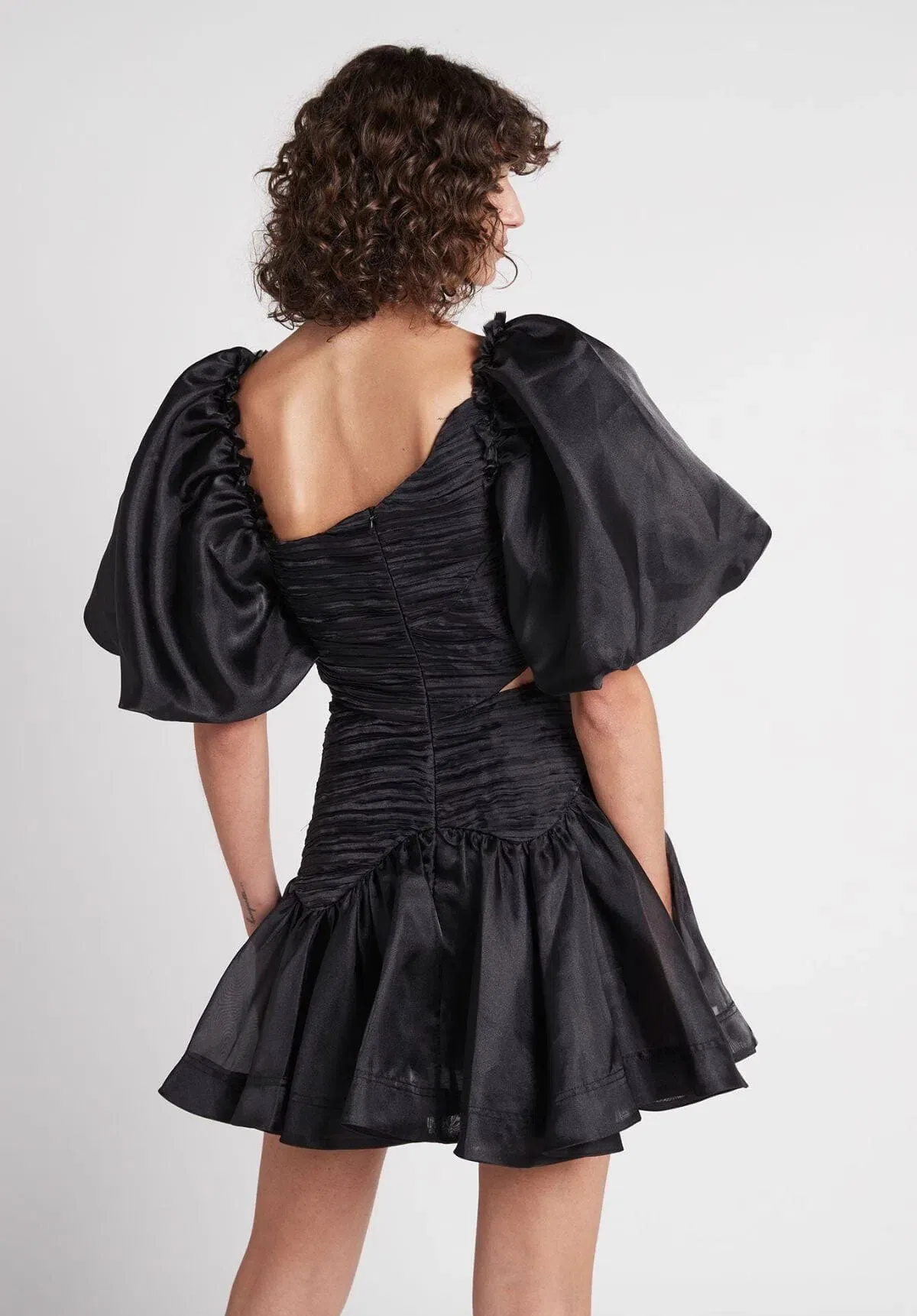 AJE Joan Puff Sleeve Mini Dress Black Size 10 - Image 4