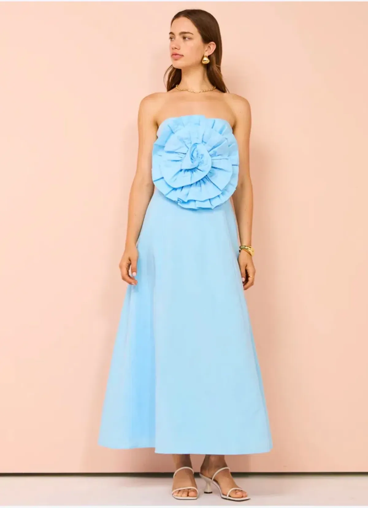 Issy Bustier Rose Midi Dress Blue Size 12  - Image 1