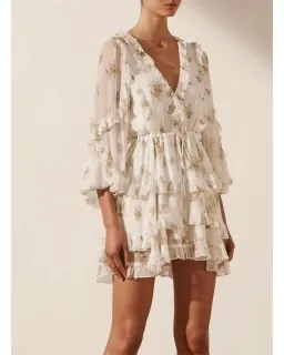 Shona Joy Julieta Balloon Sleeve Frill Mini Dress Print Size AU 14 for rent on The Volte - image 2