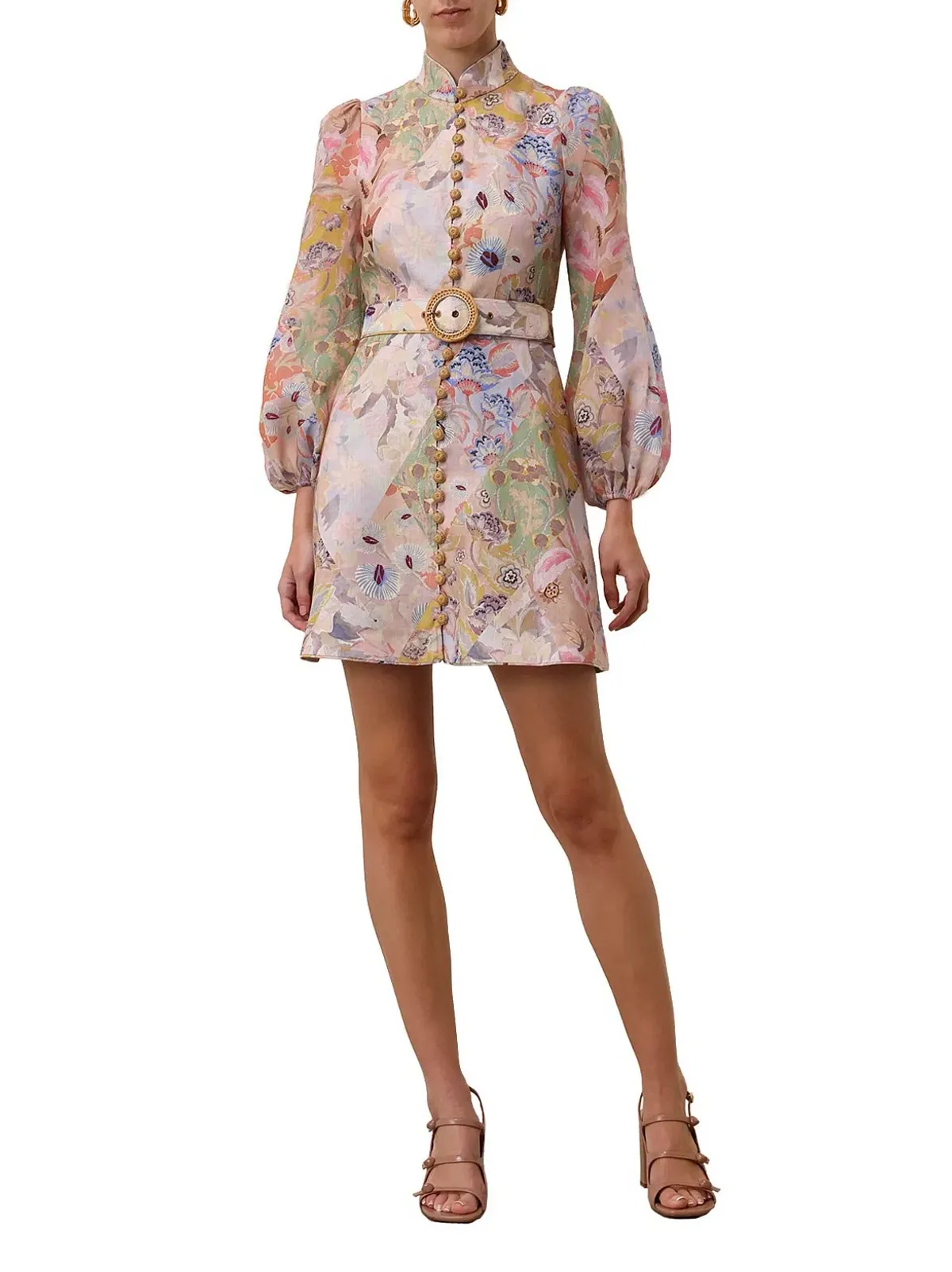 Zimmermann Illustration Belted Mini Dress in Multi Floral Diamond Size 1 / AU 10 - Image 1