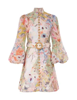 Zimmermann Illustration Belted Mini Dress in Multi Floral Diamond Size 1 / AU 10 for rent on The Volte - image 8