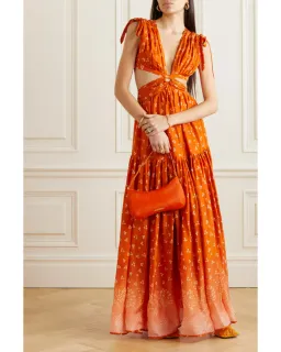 Hannah Artwear Amelie Printed Maxi Dress Orange Size AU 10 for rent on The Volte - image 2