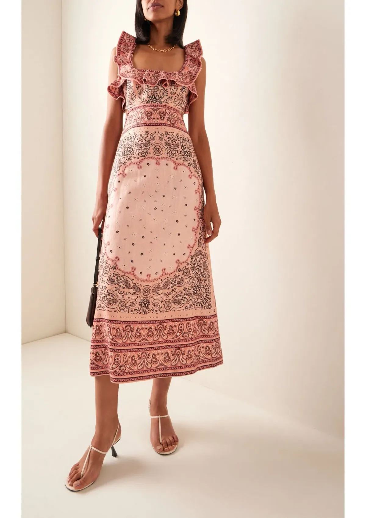 Zimmermann Matchmaker Frilled Midi Dress Pink Bandana Size 0 / AU 8 - Image 1