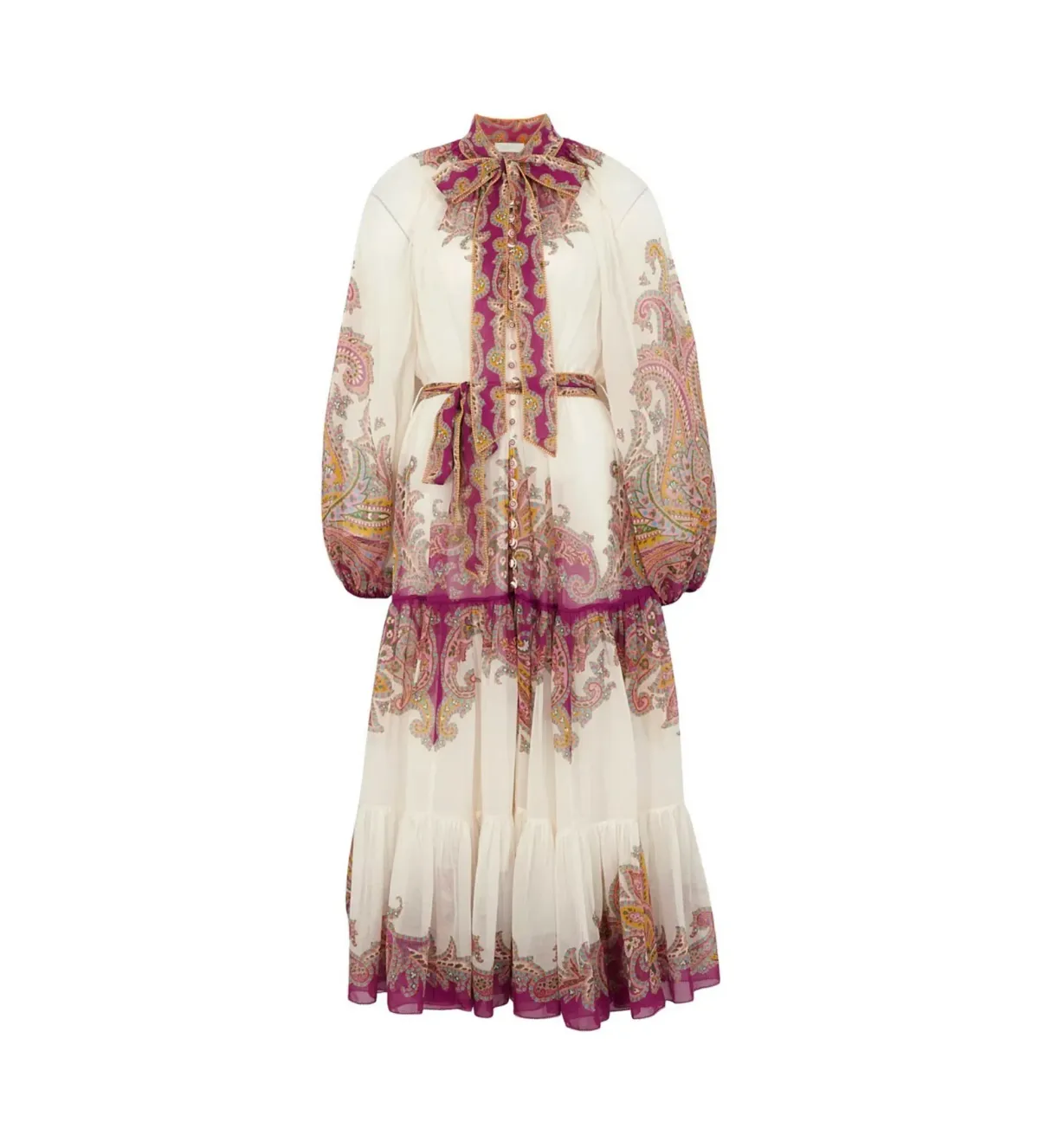 Zimmermann Teddy Paisley-print Midi Dress in White Size 0/Au 8  - Image 2