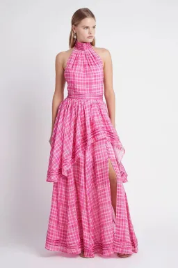 Aje Bungalow Sienna Dress Pink Check Size 4 for rent on The Volte - image 2