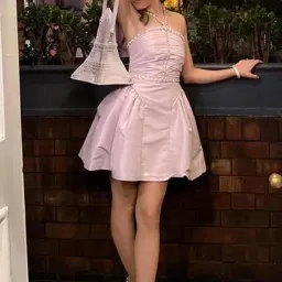 Self Portrait Crystal Embellished Ruched Taffeta Mini Dress Lilac Size 6 for rent on The Volte - image 3