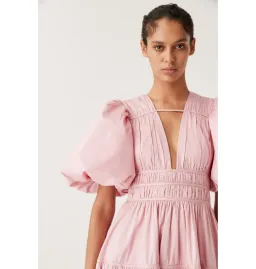 Aje Fallingwater Gathered Midi Dress Chalk Pink Size AU 6  for rent on The Volte - image 3