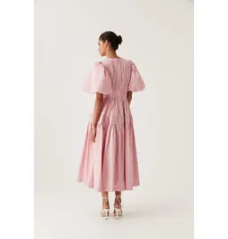 Aje Fallingwater Gathered Midi Dress Chalk Pink Size AU 6  for rent on The Volte - image 4