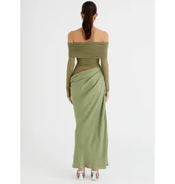 Benni Yasmin Off Shoulder Maxi Dress Pistachio Green Size AU 8  for rent on The Volte - image 2