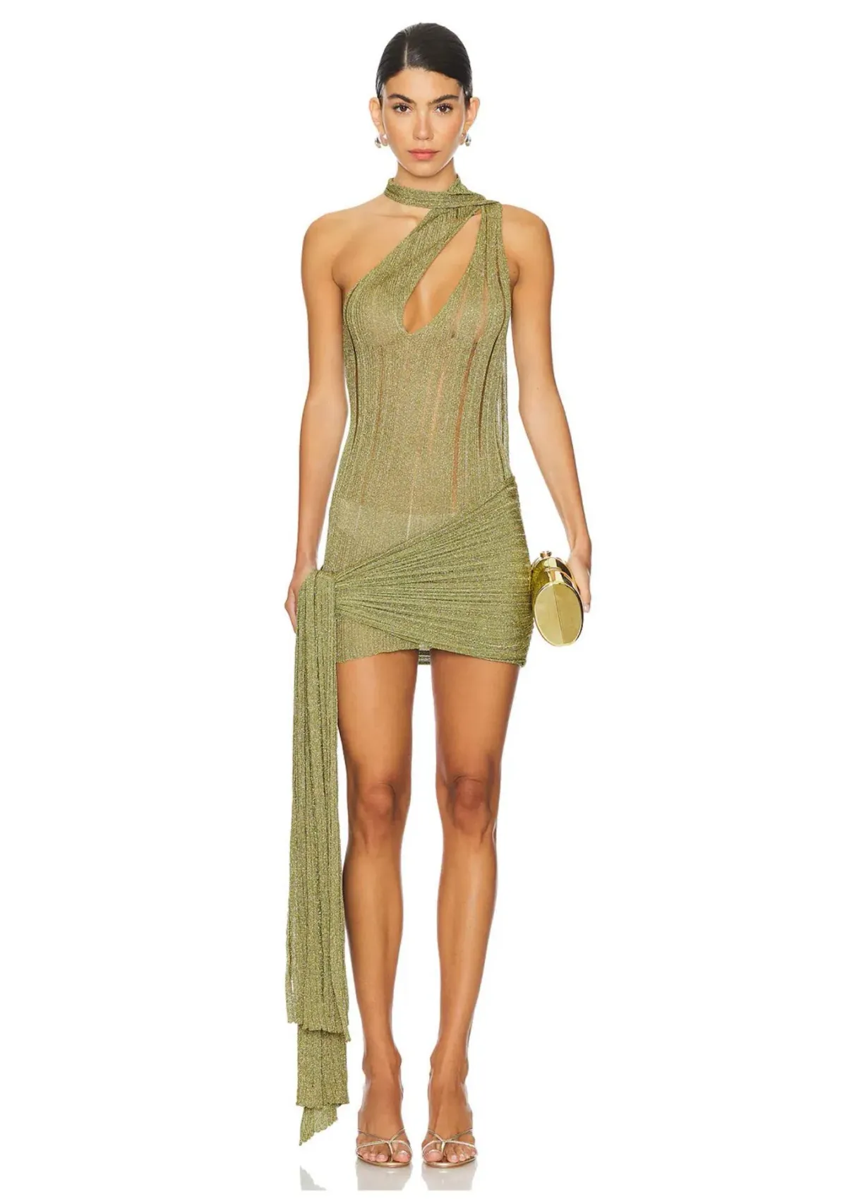 Aya Muse Leia Mini Dress in Olive Green Size XS / AU 6 - Image 1