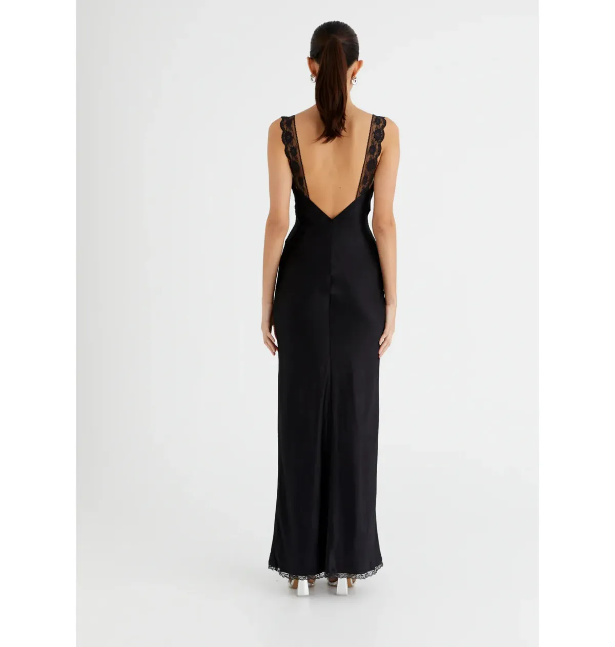 Benni Robbie Satin Slip Dress Black Size AU 14 - Image 5