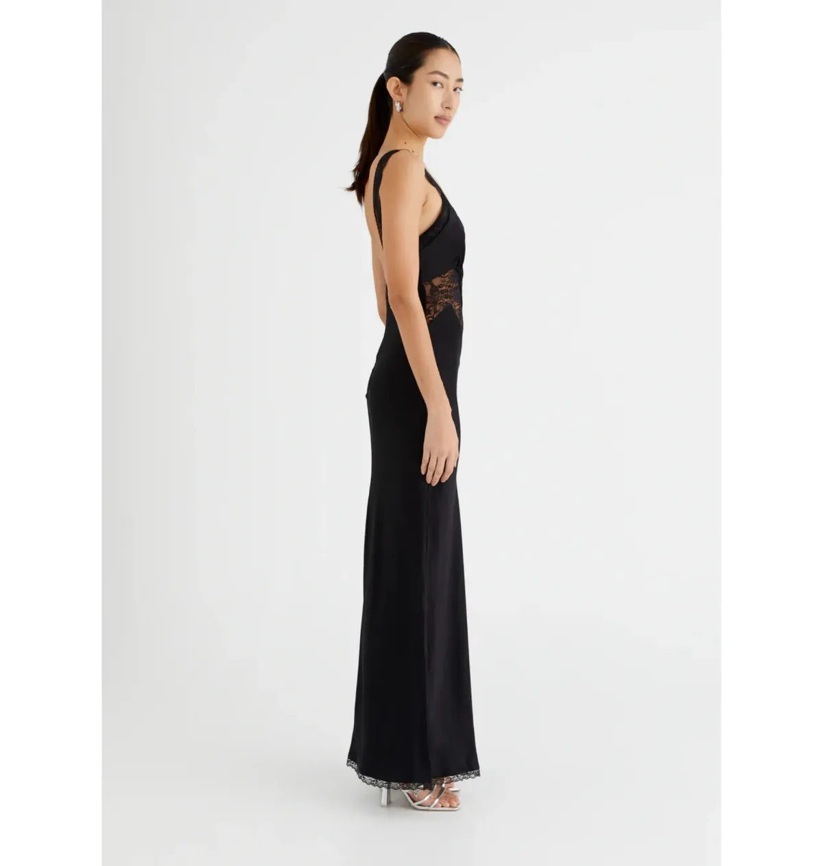 Benni Robbie Satin Slip Dress Black Size AU 14 - Image 4