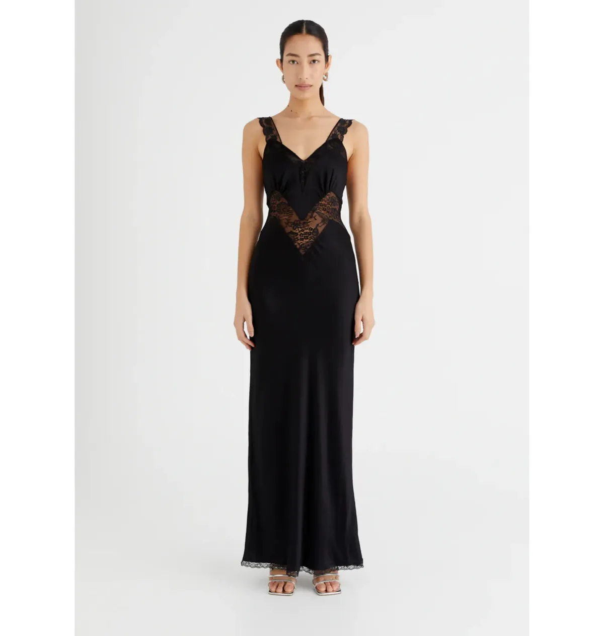 Benni Robbie Satin Slip Dress Black Size AU 14 - Image 1