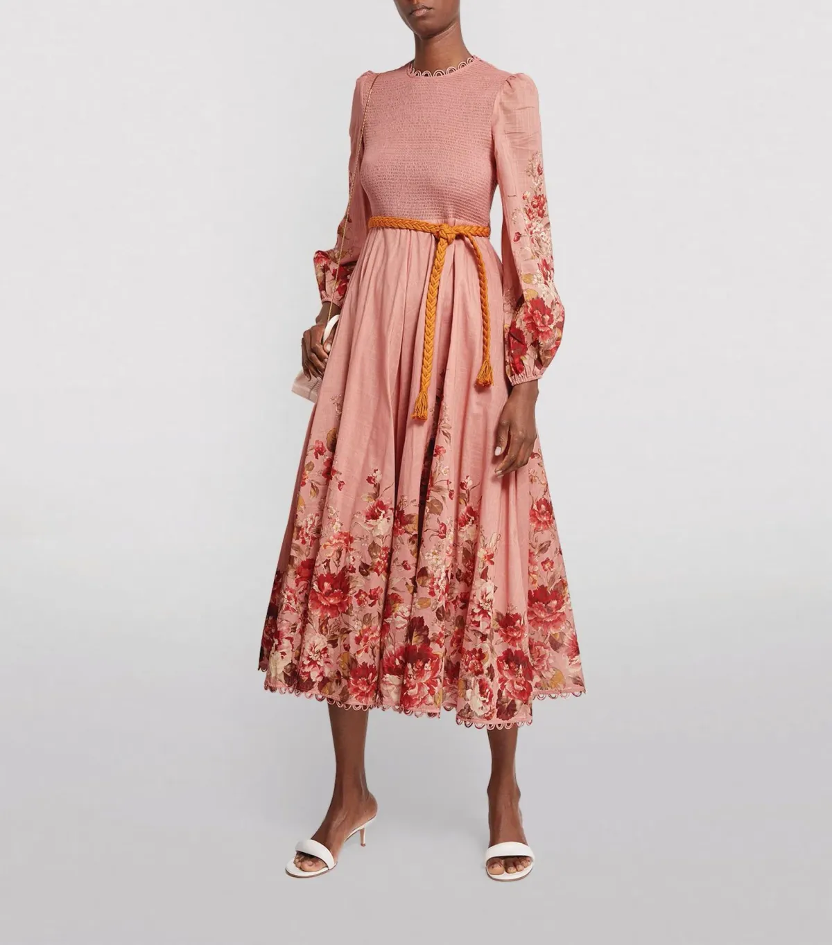 Zimmermann Cassia Shirred Midi Dress Musk Floral Size 1 / AU 10 - Image 1