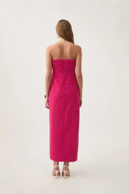Aje Roma Draped Midi Dress Rich Magenta Size 6 for rent on The Volte - image 3