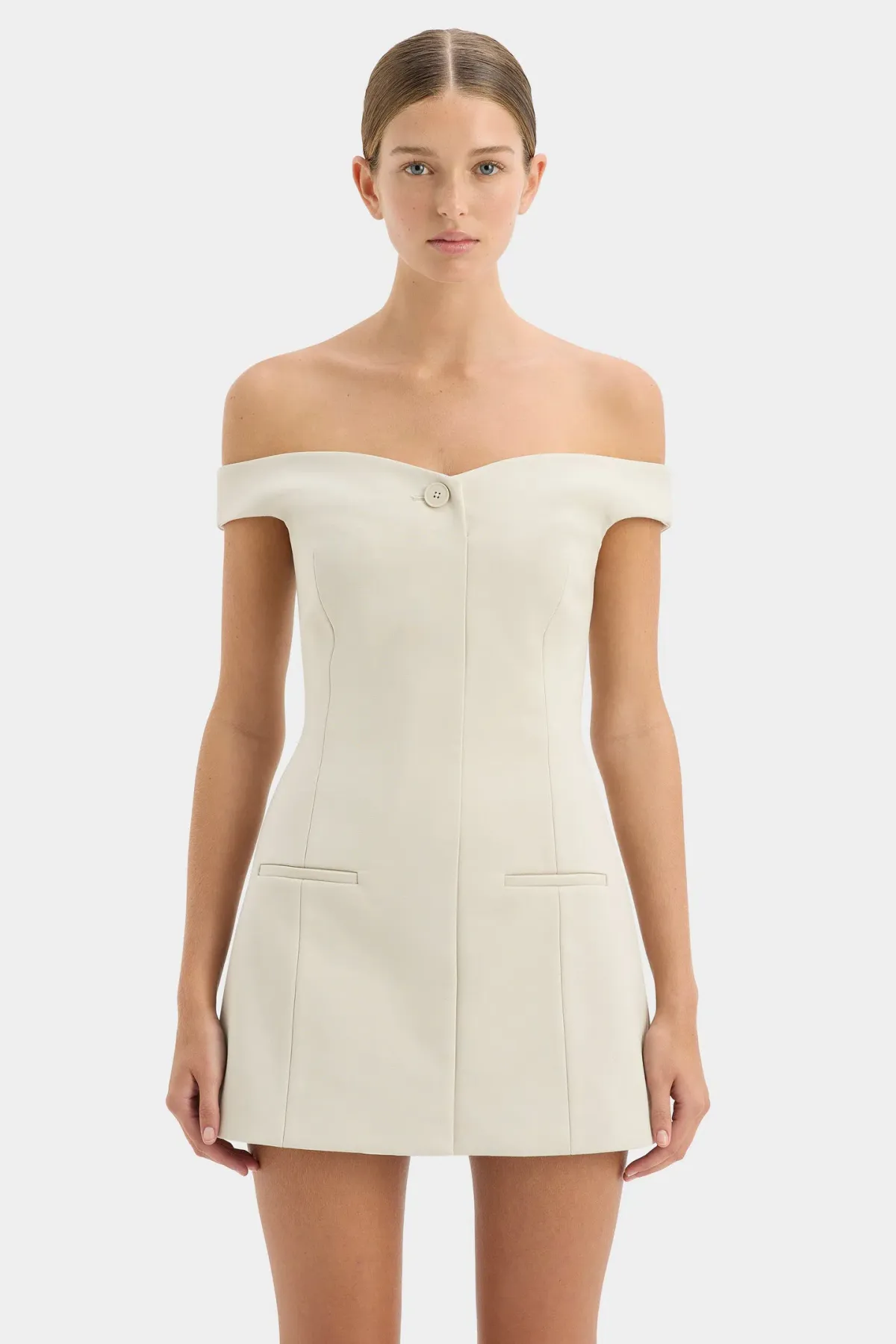 Sir the Label Sandrine Off Shoulder Mini Dress in Ecru Size 1 (AU 8) - Image 4