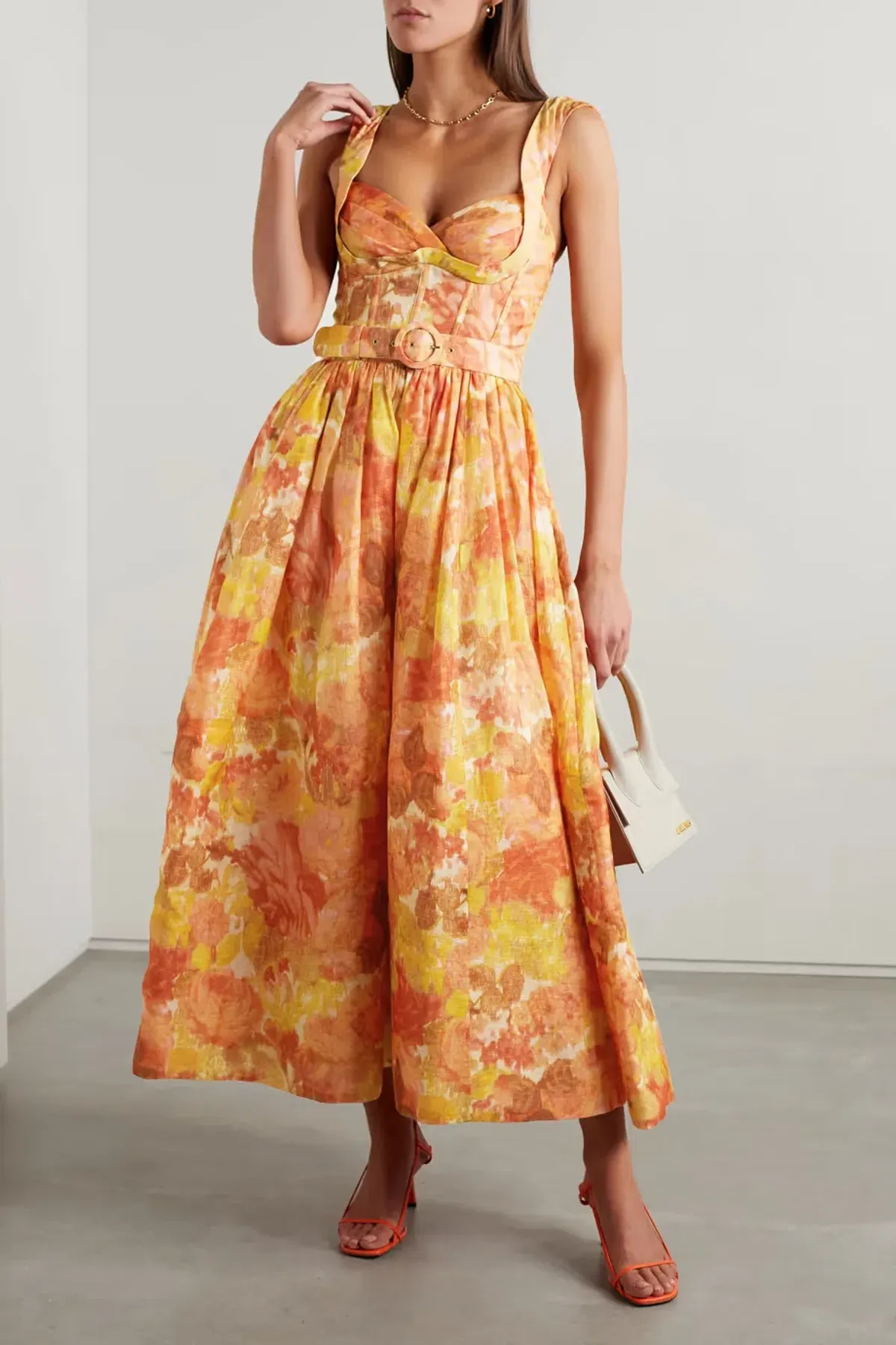 Zimmermann High Tide Picnic Midi Dress Citrus Ikat Floral Size 0 / 8 AU - Image 1