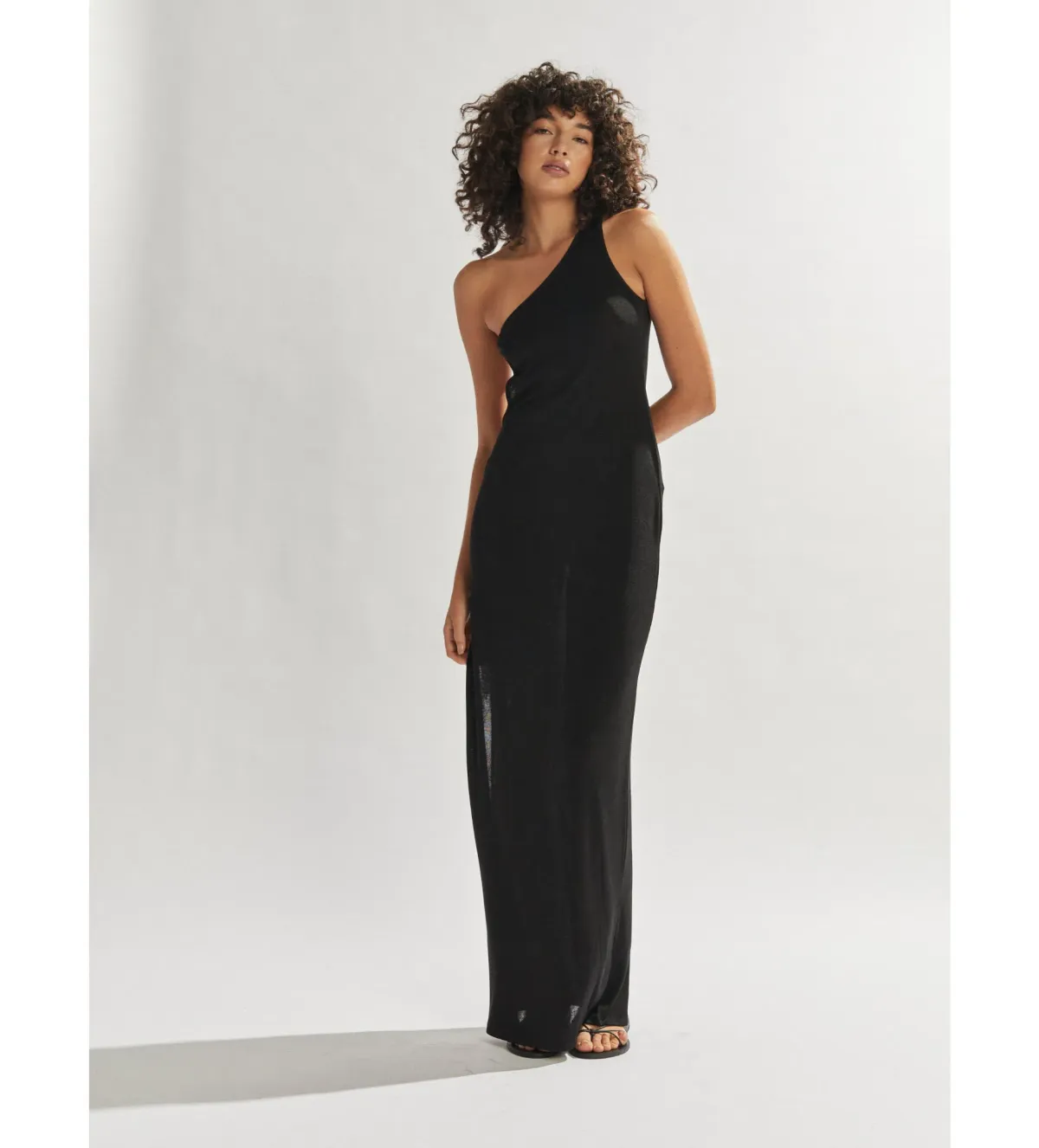 One Mile The Label Katie One Shoulder Dress Black Size 6 - Image 1